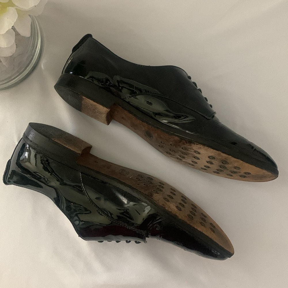 AGL Shiny Patent Leather Lace Up Oxfords Loafers - Picture 4 of 13